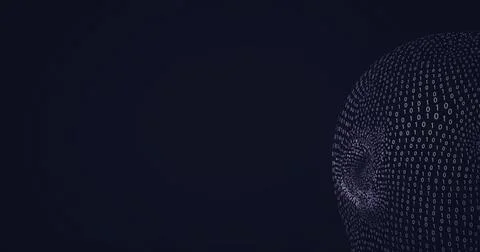 Composition of human face formed with binary coding on black background Stock-Illustration