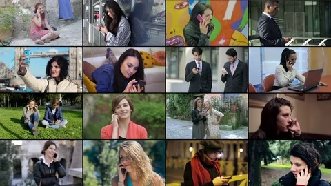Composition on the importance of smartphone in our lives: work, travel, leisure Stock Footage 74688003