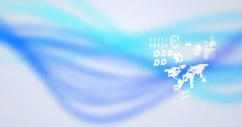 Composition of interactive screen with data processing over blue to white Stock Illustration