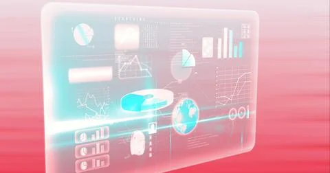 Composition of interactive screen with data processing Stock Illustration