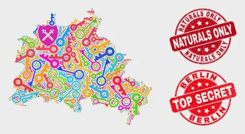 Composition of Keep Berlin City Map and Scratched Naturals Only Stamp Stock Illustration