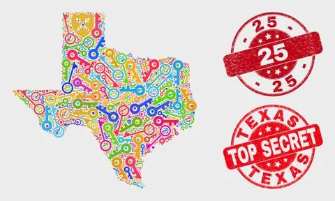 Composition of Keep Texas State Map and Grunge 25 Stamp 스톡 일러스트