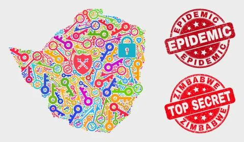 Composition of Keep Zimbabwe Map and Distress Epidemic Watermark 스톡 일러스트