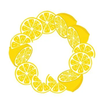 Composition of lemon slices and slices in the form of a wreath. Citrus compos Stock Illustration