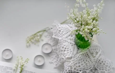 Composition of lily of the valley. Spring concept. A gift to a woman. Stock Photos