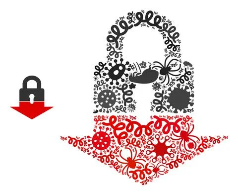 Composition Lockdown Icon of Infectious Pathogens Stock Illustration