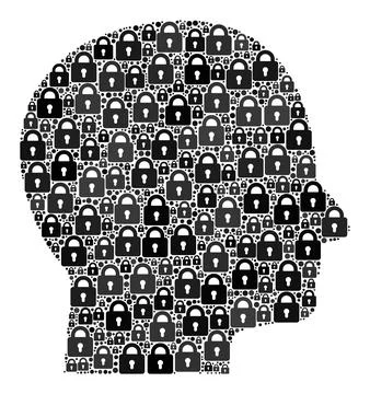 Composition of Locks for Human Head Icon Stock Illustration