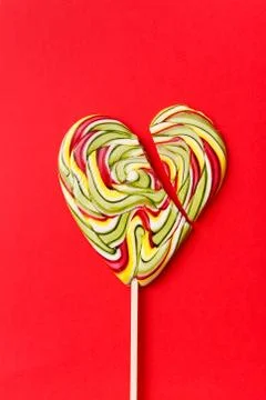 Composition of lollipops, candy pattern, top view flat lay Stock Photos