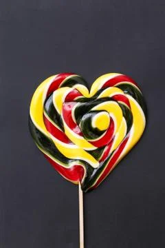 Composition of lollipops, candy pattern, top view flat lay Stock Photos