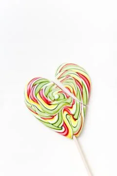 Composition of lollipops, candy pattern, top view flat lay Stock Photos