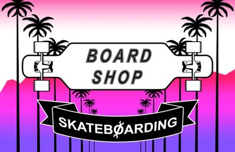 The composition of longboard Stock Illustration