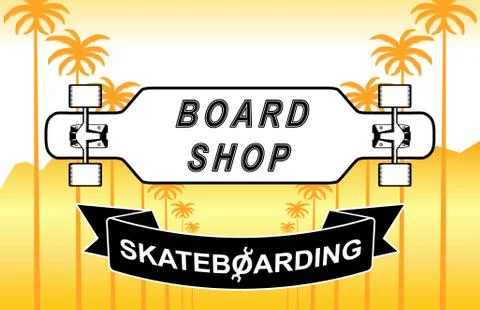 The composition of longboard Stock Illustration