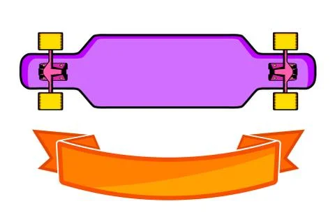 The composition of longboard Stock Illustration