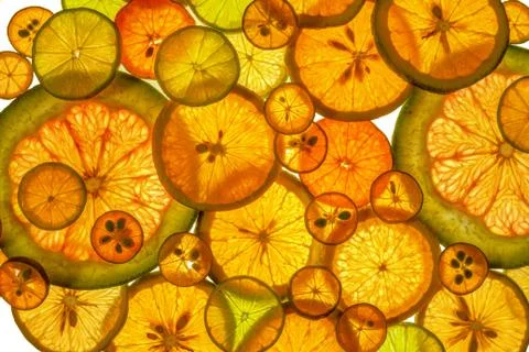 Composition of longitudinal and transverse cuts of fruits Фото