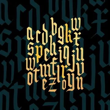 Composition of lowercase letters blackletter gothic font 스톡 일러스트