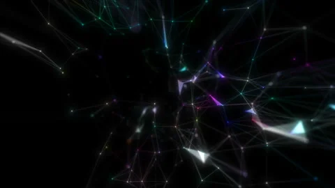 Composition with luminous particles that form surface. Sci-fi microworld or Stock Footage 113950434