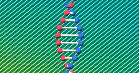 Composition of macro of dna strand on striped background Stock Illustration