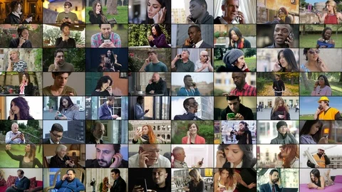Composition on many people using smartphones in their lives.Life,Technology Stock Footage 109263096