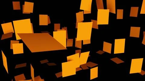 Composition of many square plates randomly hanging on a black, computer ge... Stock Photos