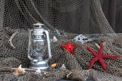 The composition on the marine theme Stock Photos