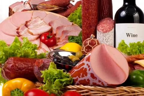 A composition of meat and vegetables Stock Photos