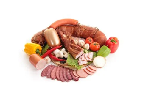 A composition of meat and vegetables Stock Photos