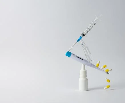 Composition of medical prparations and instruments Foto stock