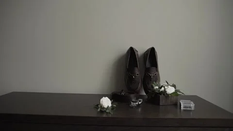 Composition of men's wedding accessories Stock Footage 306147985