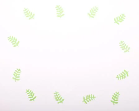 Composition of mockup frame with crafting paper leaves. Stock Photos