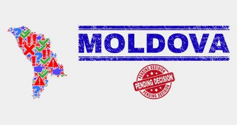 Composition of Moldova Map Symbol Mosaic and Grunge Pending Decision Seal Stock-Illustration