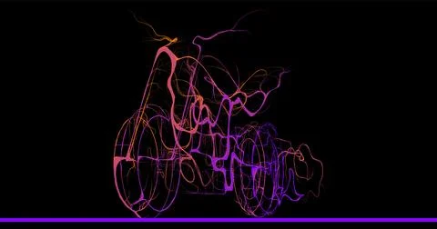 Composition of a motorcycle standing sideways from wavy lines along the conto Stock Illustration