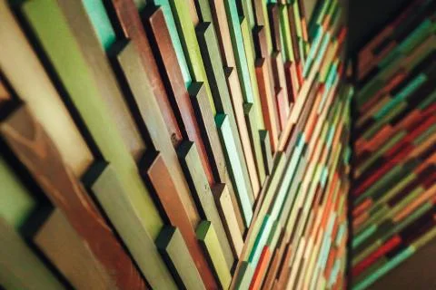 Composition of multi-colored pieces of wood Stock Photos