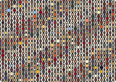 Composition of multicolor circles arranged in vertical lines. Seamless pattern. Stock Illustration