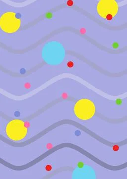 Composition of multiple colourful spots over wave pattern on purple background 库存插图