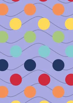 Composition of multiple colourful spots over wave pattern on purple background 스톡 일러스트