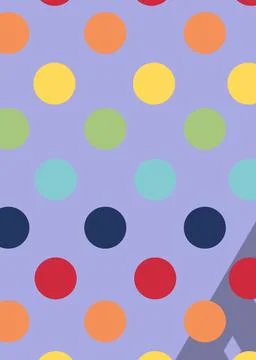 Composition of multiple colourful spots over purple background Stock Illustration