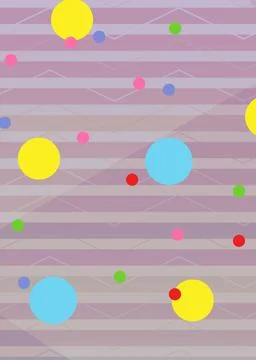 Composition of multiple colourful spots over pattern on purple background Stock Illustration