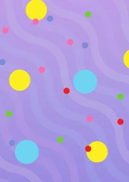 Composition of multiple colourful spots over wave pattern on purple background Stock Illustration