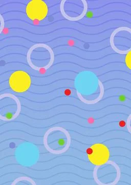 Composition of multiple colourful spots over wave pattern on purple background Stock Illustration