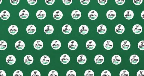 Composition of multiple eco go green text and leaf logo over green background Ilustração Stock