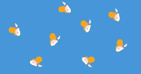 Composition of multiple pears on blue background 스톡 일러스트