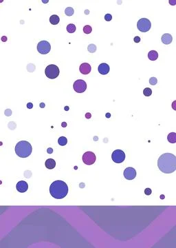 Composition of multiple purple spots and wave pattern on purple background 库存插图