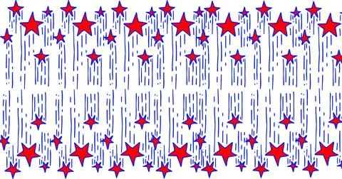 Composition of multiple red american flag stars on white background Illustrazione stock