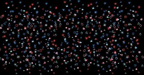 Composition of multiple red, white and blue american flag stars and patterns on 스톡 일러스트