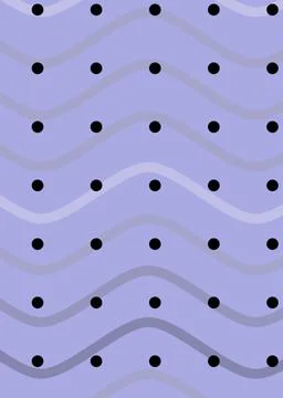 Composition of multiple rows of black dots over wave pattern on purple Stock Illustration
