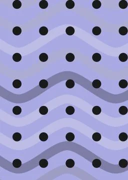 Composition of multiple rows of black spots over wave pattern on purple 스톡 일러스트