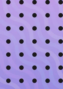 Composition of multiple rows of black spots over wave pattern on purple 库存插图