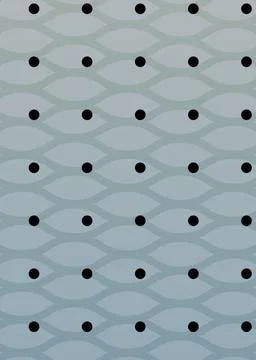 Composition of multiple rows of black spots over pattern on grey background Stock Illustration