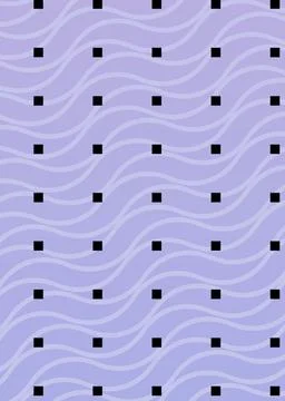 Composition of multiple rows of black squares over wave pattern on purple Stock Illustration