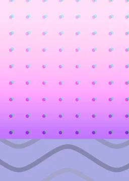 Composition of multiple rows of blue and purple spots and wave pattern on purple Stock Illustration